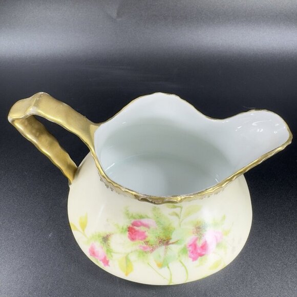 Vintage Prussia B Painted Porcelain Small Pitcher Carafe Jug Floral Pattern VTG - Picture 10 of 13